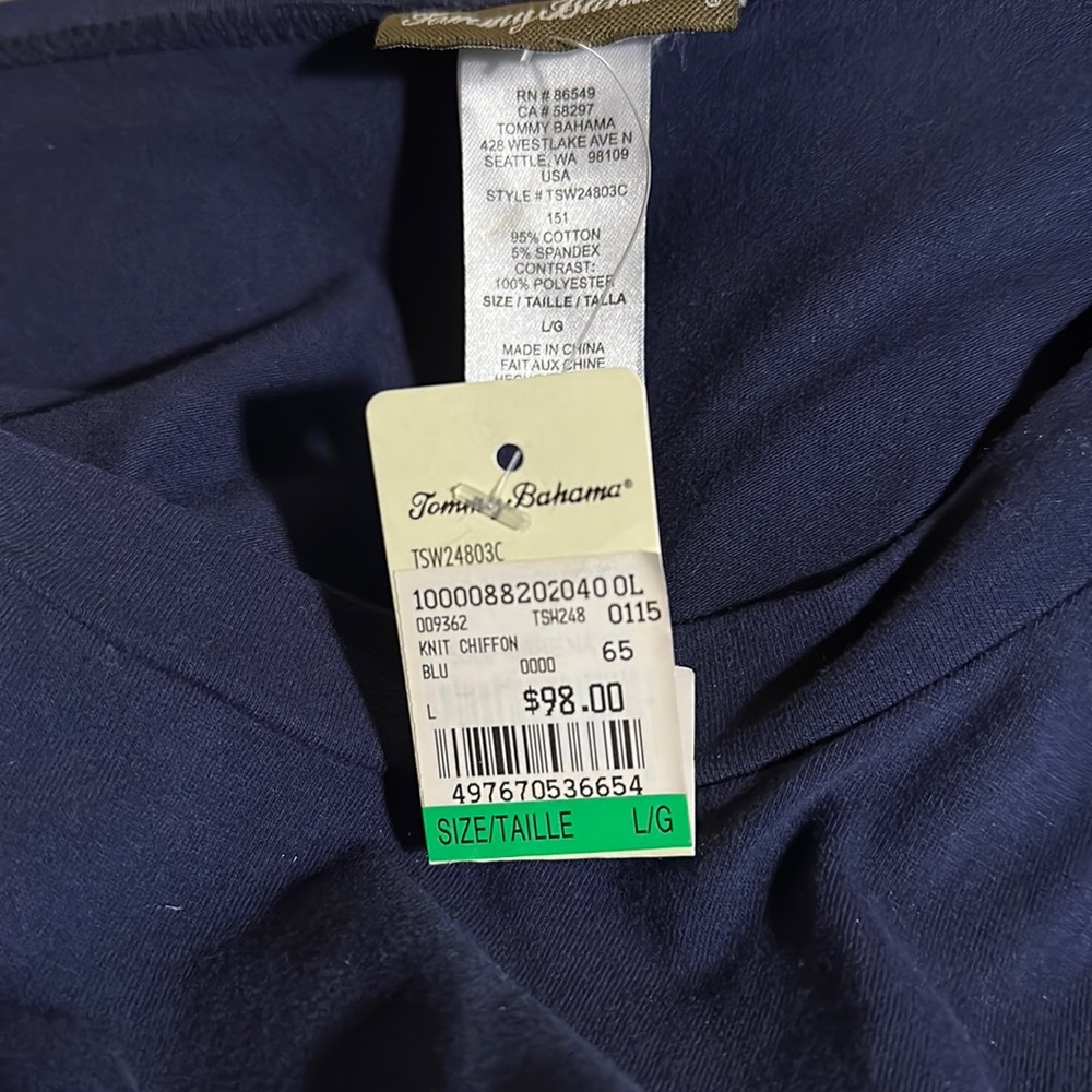 Tommy Bahama NWT Tee Shirt Dress Knit Chiffon Maxi L - Picture 9 of 16